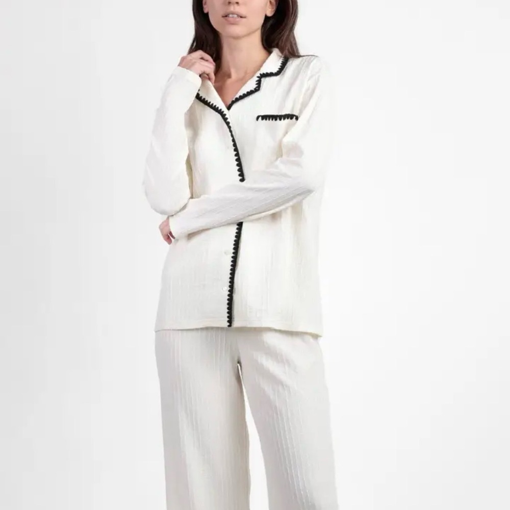 Adams Cream suit with Black Trim